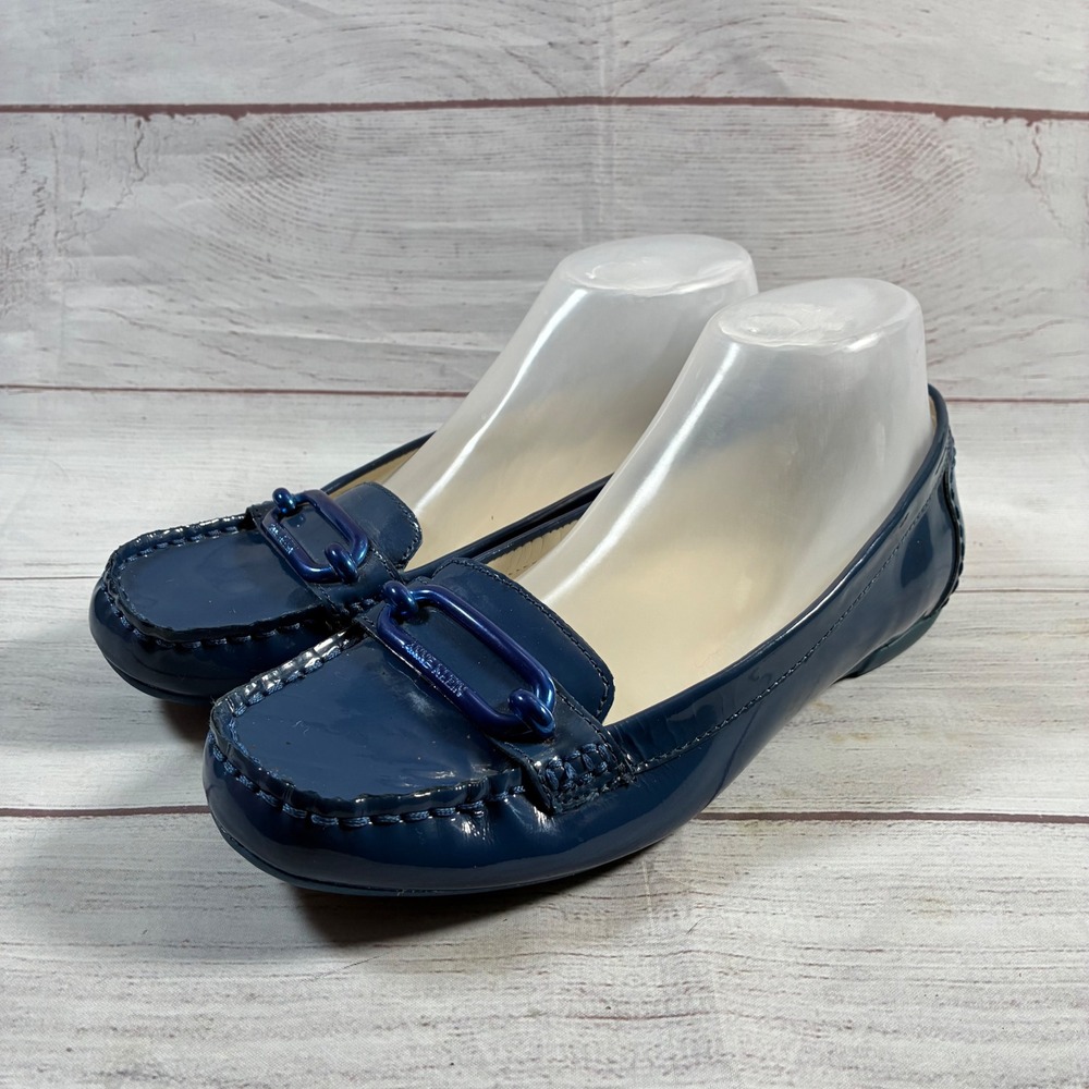 Anne Klein Noris Loafers Womens 8.5M Navy Blue Patent Leather iFlex